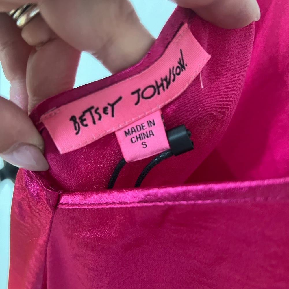 Betsey Johnson Satin Ruffled Slip Dress Valentine Pink NWT Small - Picture 7 of 8